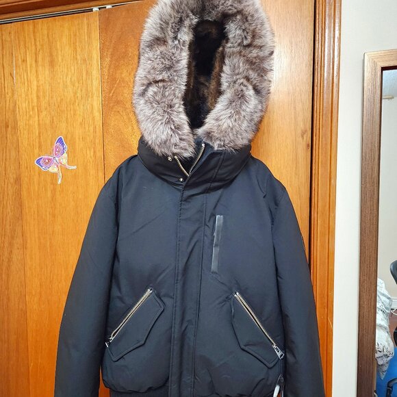 MACKAGE DIXON 2-in-1 Nordic Tech down bomber with blue fox fur- BRAND NEW!!!! - Picture 1 of 16